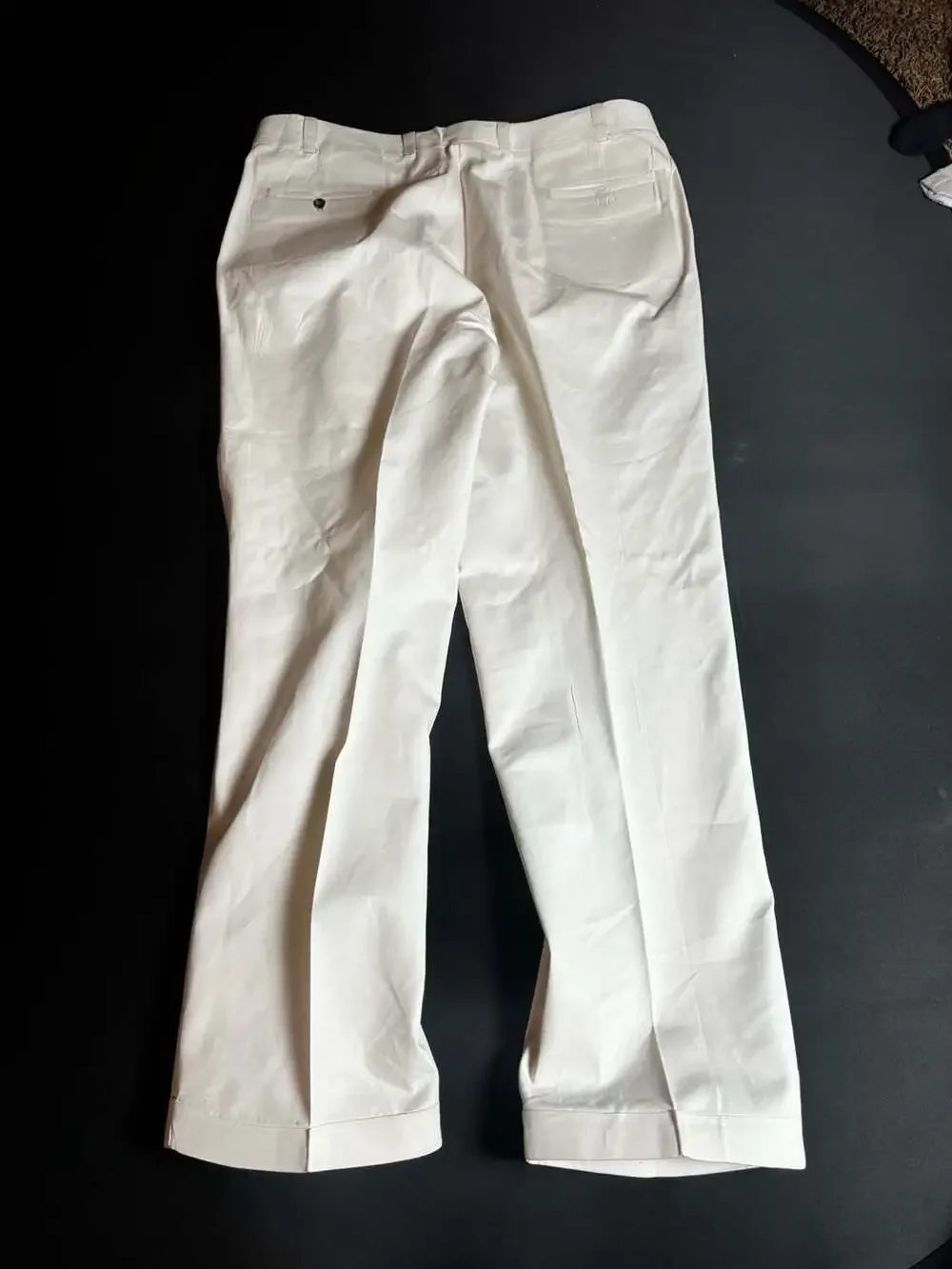 Vintage White Cotton Pleated Trousers 40x31